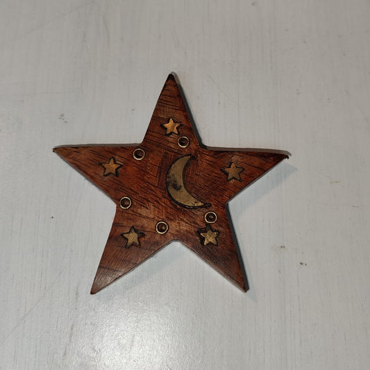 INCENSARIO MADERA ESTRELLA DECORADO 8 CMS